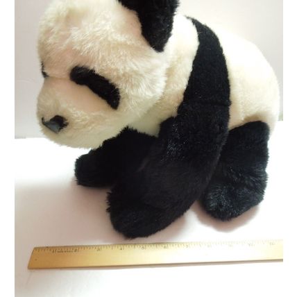 Vintage Gund Panda Bear 11" Plush Stuffed Animal Sitting Black Tail