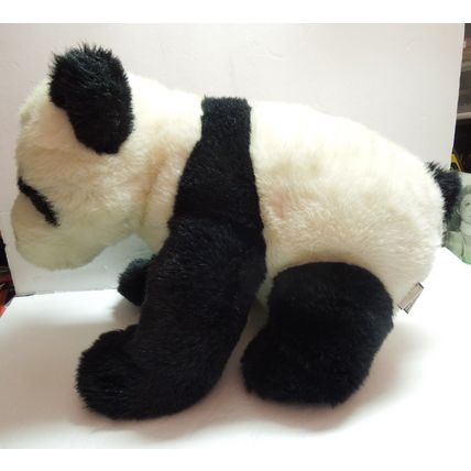 Vintage Gund Panda Bear 11" Plush Stuffed Animal Sitting Black Tail