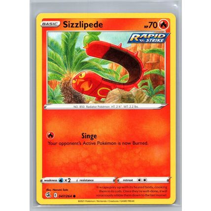 Pokemon Card SWSH08: Fusion Strike #047/264 Sizzlipede (47)