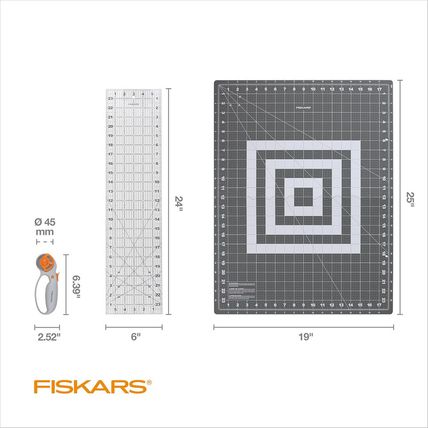 Fiskars Rotary Cutter 3-Piece Set - 45Mm Blade Rotary Cutter for Fabric, Self He