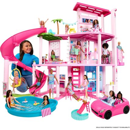 Barbie Dreamhouse, Doll House Playset with 75+ Pieces Including Toy Furniture &
