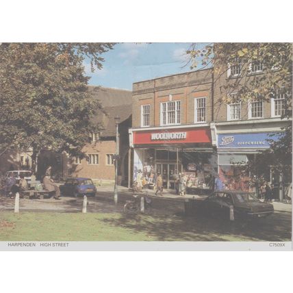 Harpenden High Street With A Woolworth Store Hampshire Postcard (QHAM352)