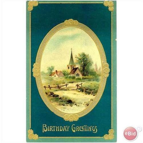 1910's Series #10 Birthday Greetings "Church Scenic"