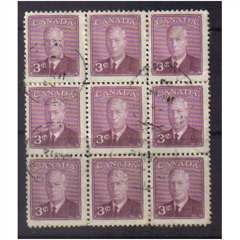 1949 canada george v1 3c f/u block sg416