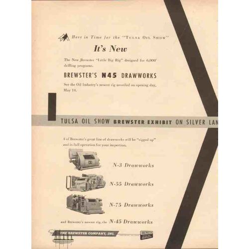 brewster company inc 1953 n-45 drawworks tulsa oil show vintage ad