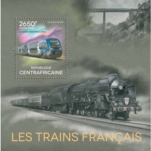 CENTRAL AFRICA 2014 SHEET MNH TRAINS OF FRANCE LOCOMOTIVES TRENES 3A