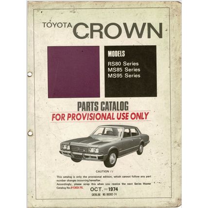 Toyota Crown Parts Catalogue 1974 96302_74 PDF