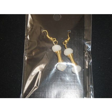 Beautiful unique milky white spring coil look earrings
