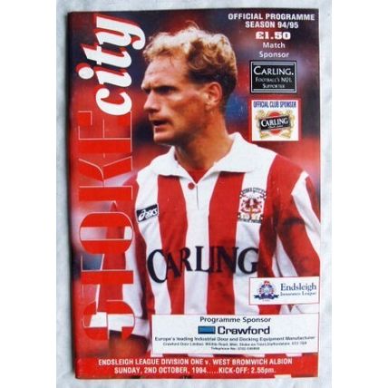 1994 programme Stoke City v, West Bromwich Albion, Centre star Martin Carruthers
