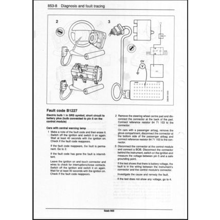 Saab 900 Airbag Workshop Manual 1994 199321052 PDF