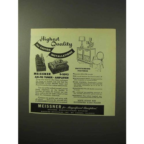 1950 Meissner 9-1093 AM-FM Tuner and Amplifier Ad