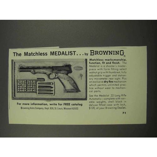 1966 Browning Medalist .22 Long Rifle Pistol Ad