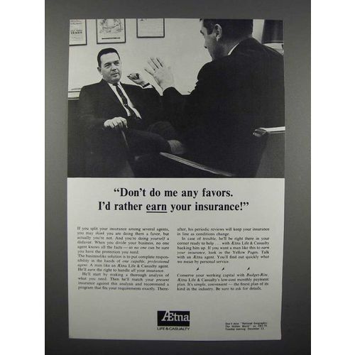 1966 Aetna Insurance Ad - Don't Do Me Any Favors