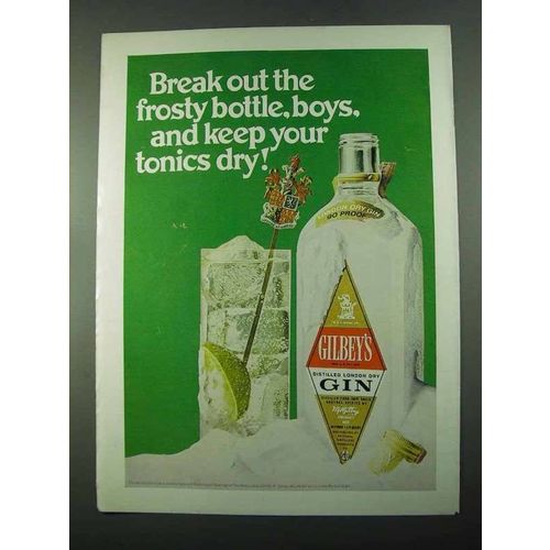 1969 Gilbey's Gin Ad - the Frosty Bottle
