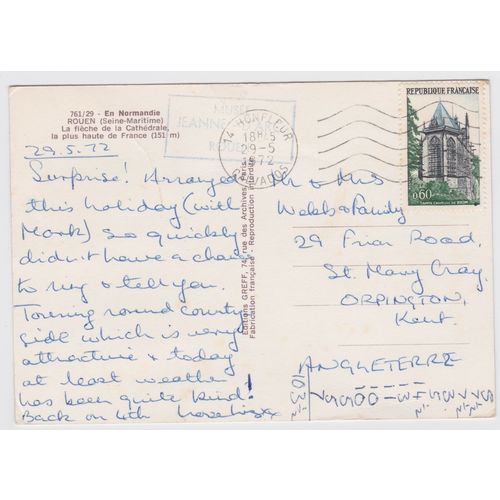 Postcard The Spire, Rouen Cathedral, Normandy, France