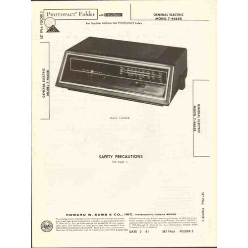 GENERAL ELECTRIC model 7-4665B AM FM clock radio Sams Photofact manual