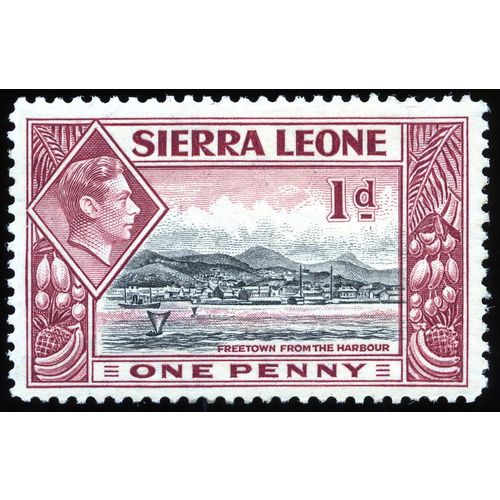 Sierra Leone KGVI 1938 1d Black & Lake Mounted Mint MM SG 189 stamp Freetown