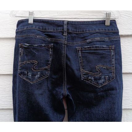 Womens Silver Blue Jeans ELYSE W29L30 Dark Denim Distressed Actual 33x30