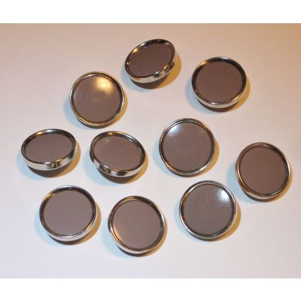 DD10 Dark Tan Shank Button Silver Band 3/4 Round 10 Pieces Sewing Crafting