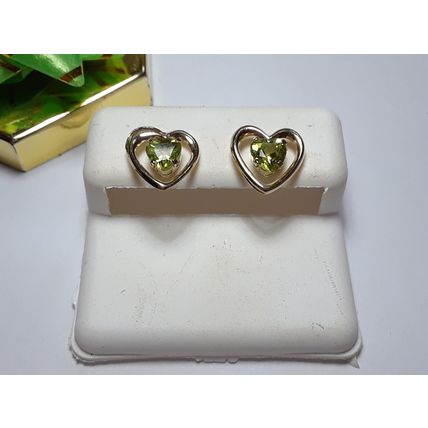 Heart .75ctw Cut Peridot lightWeight 10Kt Yellow Gold JCM Earrings#15109