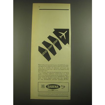 1967 Sabena Airlines Ad - Stop over plan