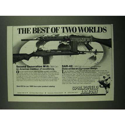 1986 Springfield Armory M1A and SAR-48 Rifles Ad - The best of two worlds