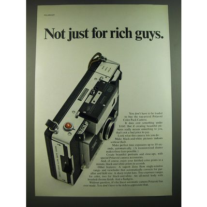 1968 Polaroid Automatic 250 Land Camera Ad - Not just for rich guys