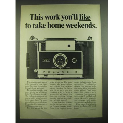1968 Polaroid Automatic 250 Land Camera Ad - This work you'll like to take home
