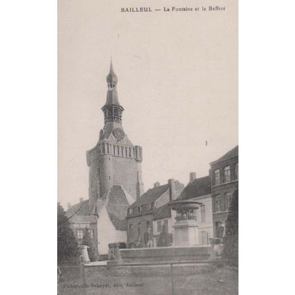 Bailleul La Fontaine Et La Beffroi French France Antique Postcard