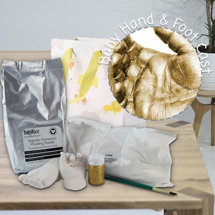 3D Baby Casting Kit Personalised Christening Gifts 500g Alginate & Gold Paint