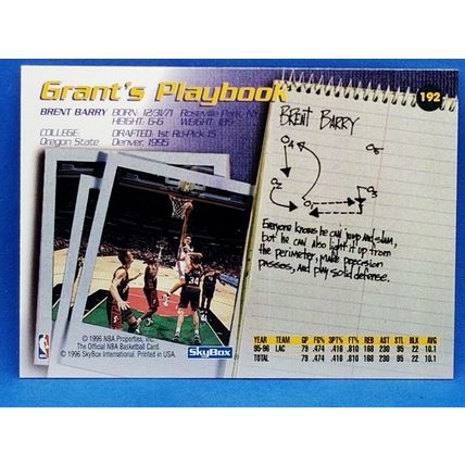 1996-97 Hoops #192 Brent Barry PLA