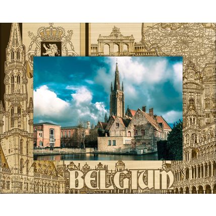 Belgium Laser Engraved Wood Picture Frame Landscape (3 x 5)