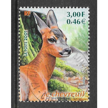 FRANCE 2001 ROE DEER LE CHEVREUIL DUAL CURRENCY 46c 3f USED SG?
