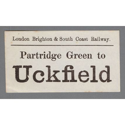 LONDON BRIGHTON & SOUTH COAST RLY LUGGAGE LABEL- PARTRIDGE GREEN to UCKFIELD