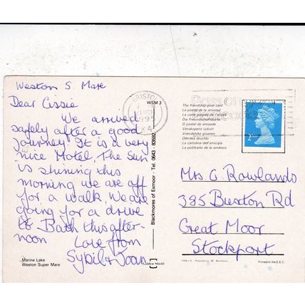 Marine Lake Weston Super Mare Somerset Postcard posted 1995 crease