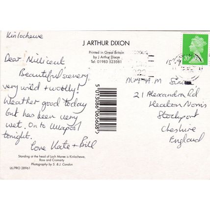 Kinlochewe Loch Maree Ross & Cromarty Postcard posted 1998 creased