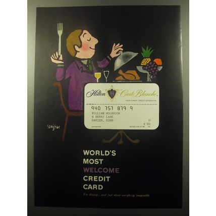 1959 Hilton Carte Blanche Credit Card Advertisement - art by Raymond Savignac