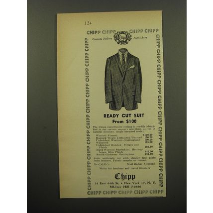 1959 Chipp Fashion Advertisement - Ready Cut Suit from $100