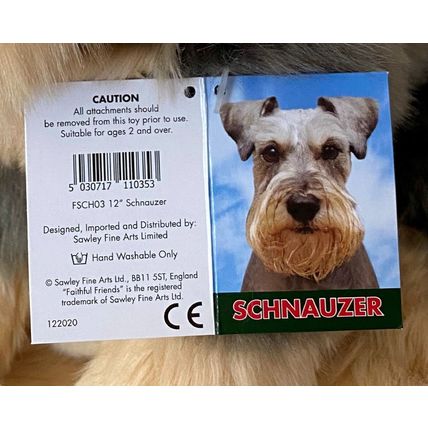 SCHNAUZER 12" TOY DOG, just as it is, personalised, gift wrapped 3 options