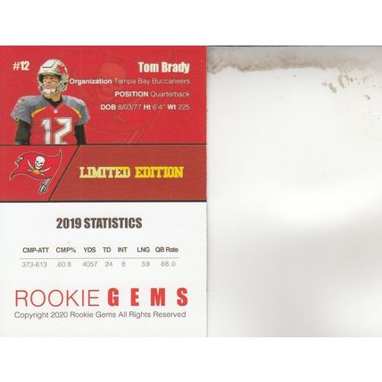TOM BRADY 2020 AUTOGRAPHED TAMPA BAY BUCCANEERS HOF SB CHAMPION MVP QUARTERBACK