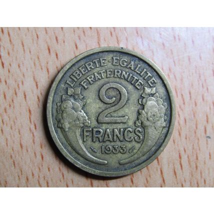 France Republic 1933 2 Francs Coin