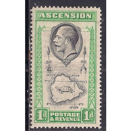Ascension 1934 KGV 1d Map of Island MM SG 22 ( F812 )