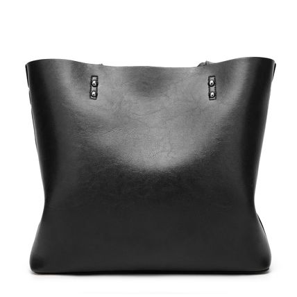 Women Tote Bag Handbags PU Leather Fashion Hobo Shoulder Bags Black