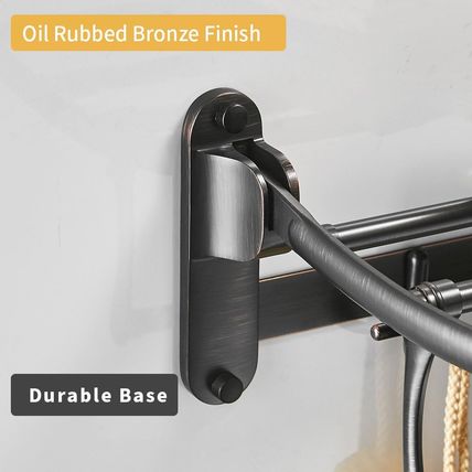 Besy 24 Inch Oil Rubbed Bronze Towel Racks, Bathroom Towel Shelf with Foldable T