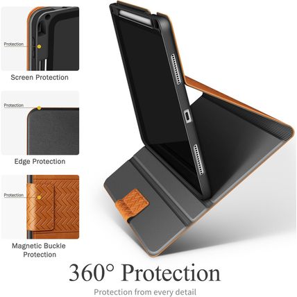Auaua Case for Ipad Pro 13 Inch (M4) 2024, PU Leather Case with Pencil Holder, S
