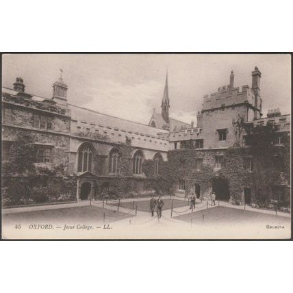 Jesus College, Oxford, Oxfordshire, c.1910 - Lévy Postcard LL45