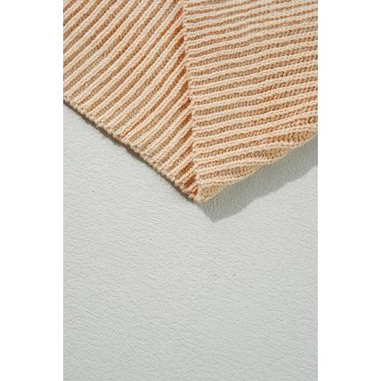 Apricot Cable Knit Drop Shoulder Side Slits Loose Sweater