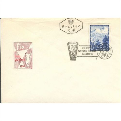 Austria FDC 1958 - SG 1328 - International Alpine Ski Championships, Badgastein
