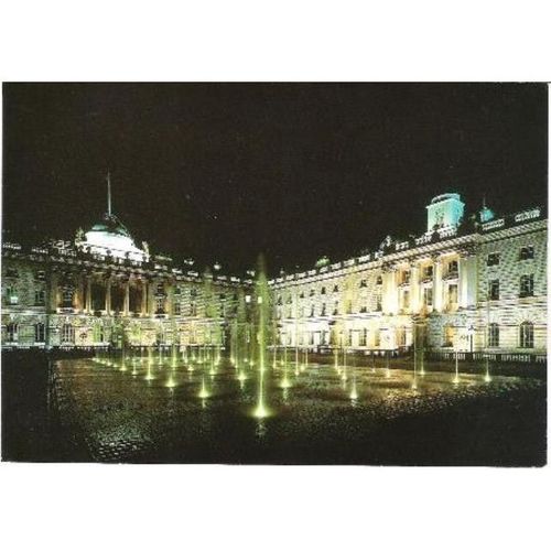 London - Somerset House - Fountain Court at night - postcard c.1980s