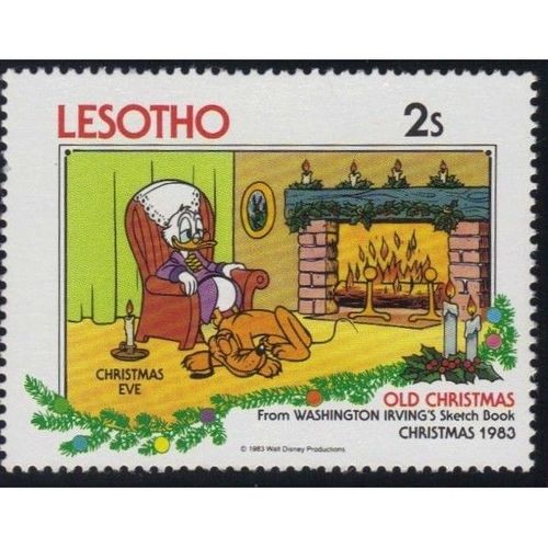 Lesotho QEII 1983 Xmas Disney 2s Donald Duck Pluto Mounted Mint MM SG 555 stamp